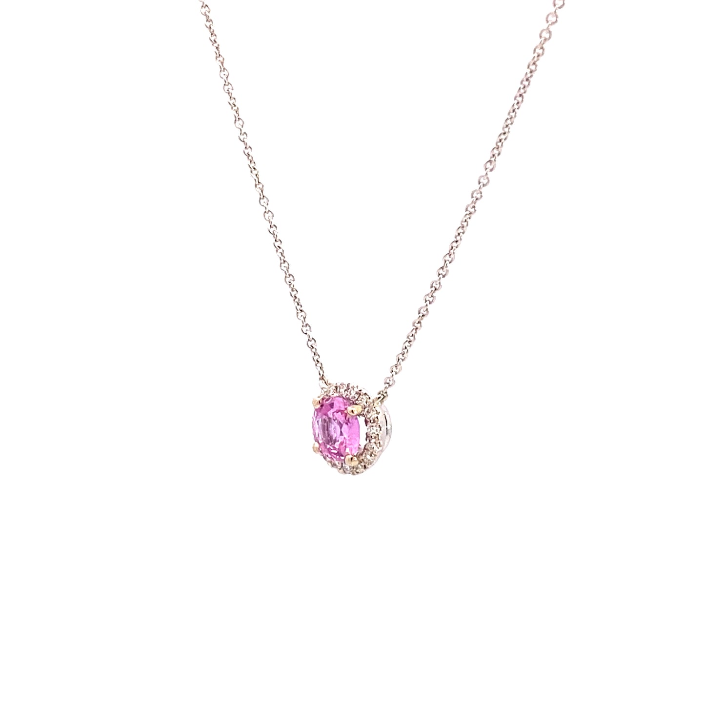 Pink Sapphire Halo Necklace - China Art & Jewelry